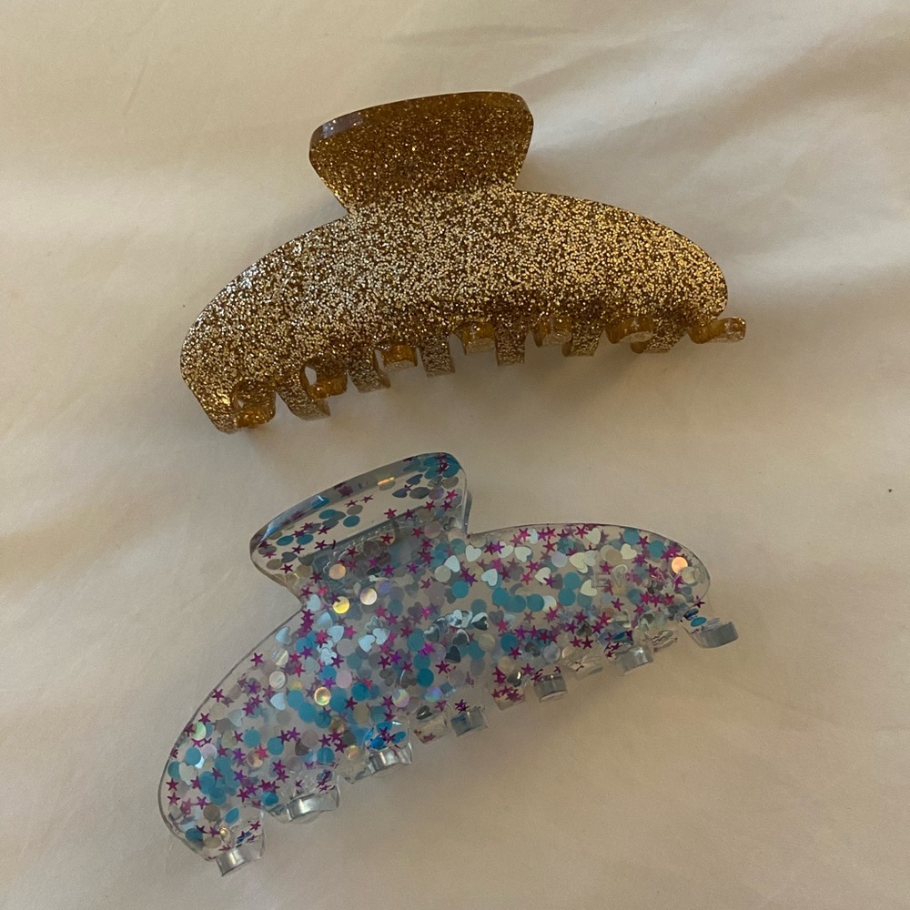Glitter and Star Hair Claw Clips